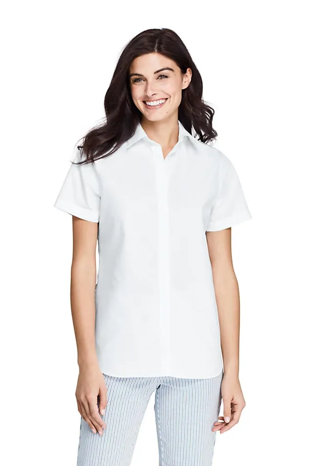 Lands039 End Shirts and Blouses Women Tall Short Sleeve No Iron Shirt White