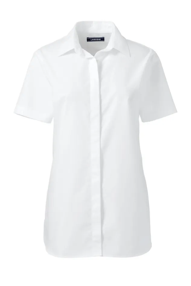 Lands039 End Shirts and Blouses Women Tall Short Sleeve No Iron Shirt White Lands039 End Shirts and Blouses Women Tall Short Sleeve No Iron Shirt White