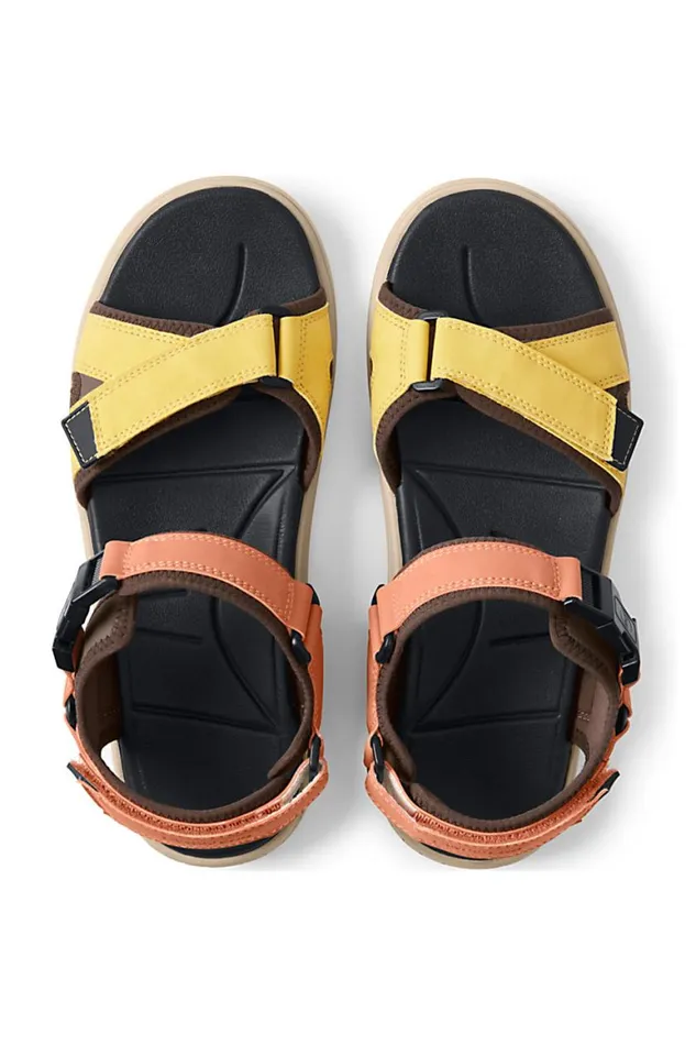 Lands039 End Shoes Men Water Sandals Papaya Orange Colorblock