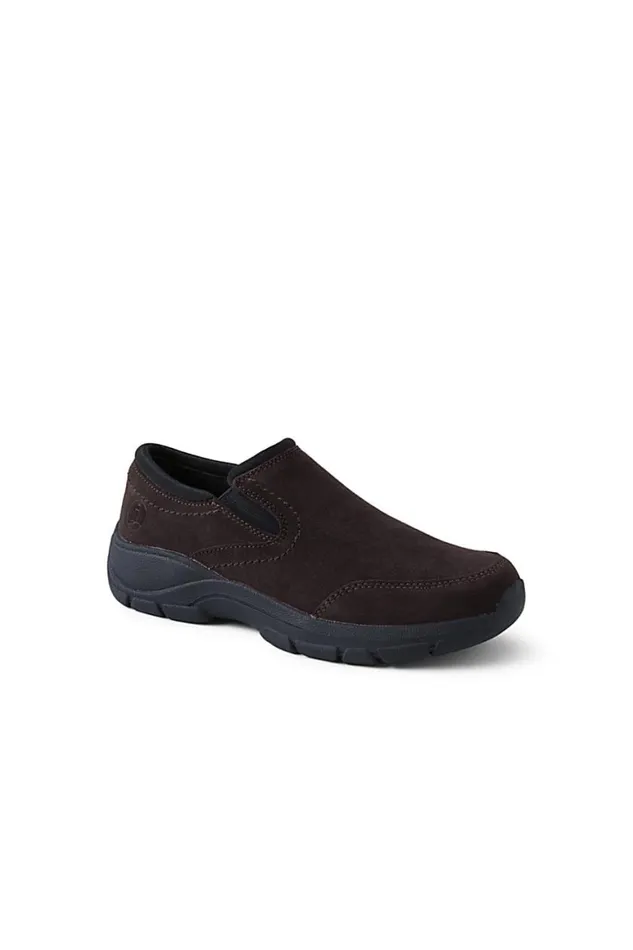 Lands039 End Shoes Women All Weather Suede Leather Slip On Moc Shoes Dark Spice Brown Suede