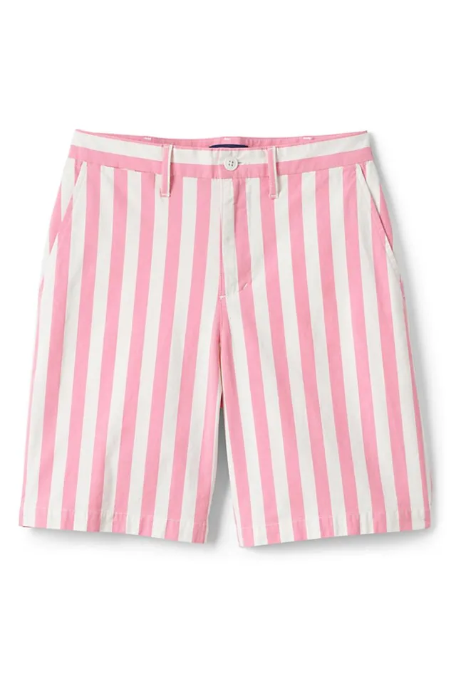 Lands039 End Shorts Men 9 Inch Striped Traditional Fit Stretch Knockabout Chino Shorts Salt Washed Pink Stripe Lands039 End Shorts Men 9 Inch Striped Traditional Fit Stretch Knockabout Chino Shorts Salt Washed Pink Stripe