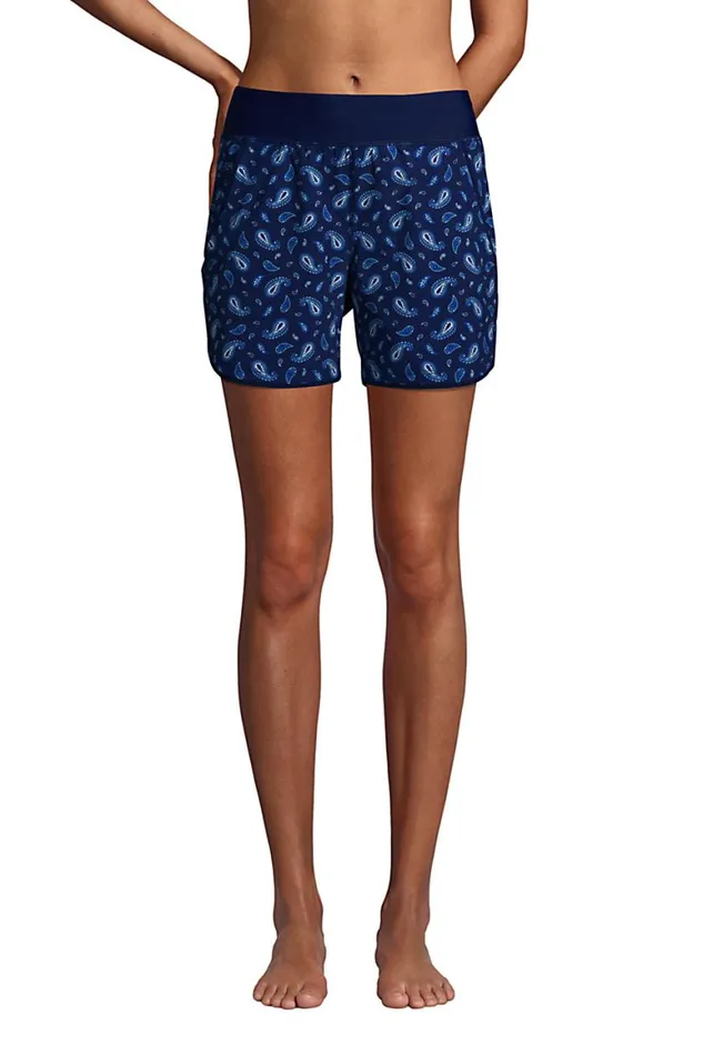 Lands039 End Shorts Women 5034 Quick Dry Elastic Waist Board Shorts Swim Coverup Shorts With Panty Print Deep Sea Navy Paisley Lands039 End Shorts Women 5034 Quick Dry Elastic Waist Board Shorts Swim Coverup Shorts With Panty Print Deep Sea Navy Paisley