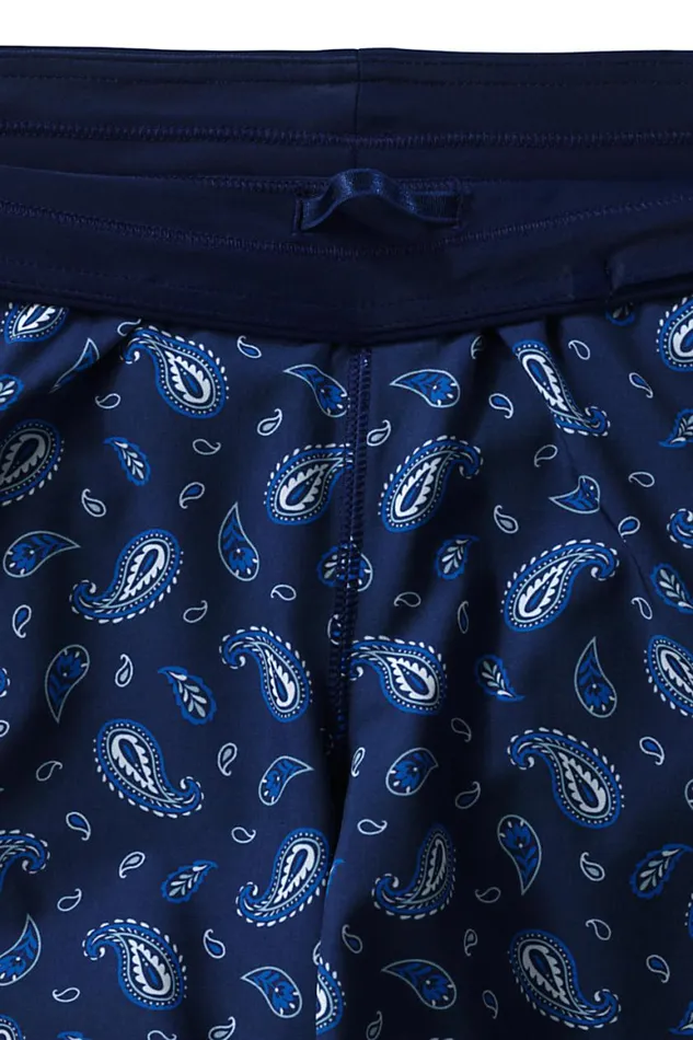 Lands039 End Shorts Women 5034 Quick Dry Elastic Waist Board Shorts Swim Coverup Shorts With Panty Print Deep Sea Navy Paisley