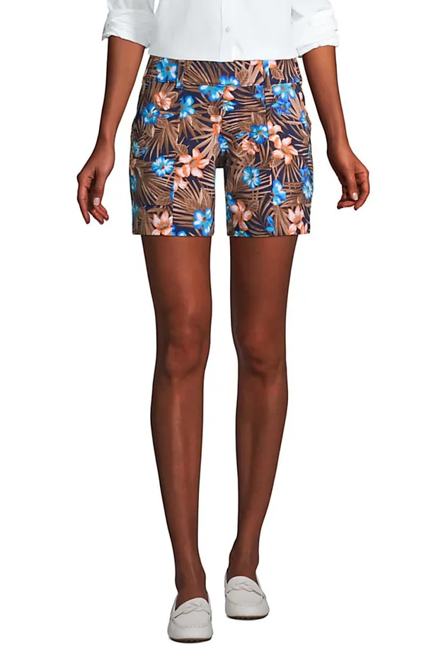 Lands039 End Shorts Women Mid Rise Starfish Knit 7034 Utility Shorts Deep Sea Navy Tropic Palm Lands039 End Shorts Women Mid Rise Starfish Knit 7034 Utility Shorts Deep Sea Navy Tropic Palm