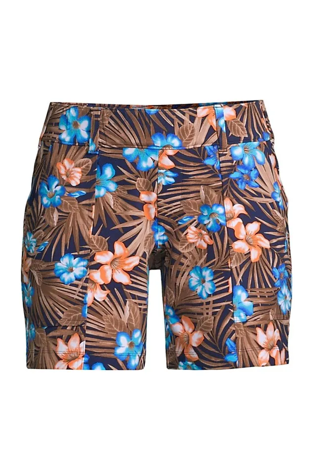 Lands039 End Shorts Women Mid Rise Starfish Knit 7034 Utility Shorts Deep Sea Navy Tropic Palm Lands039 End Shorts Women Mid Rise Starfish Knit 7034 Utility Shorts Deep Sea Navy Tropic Palm