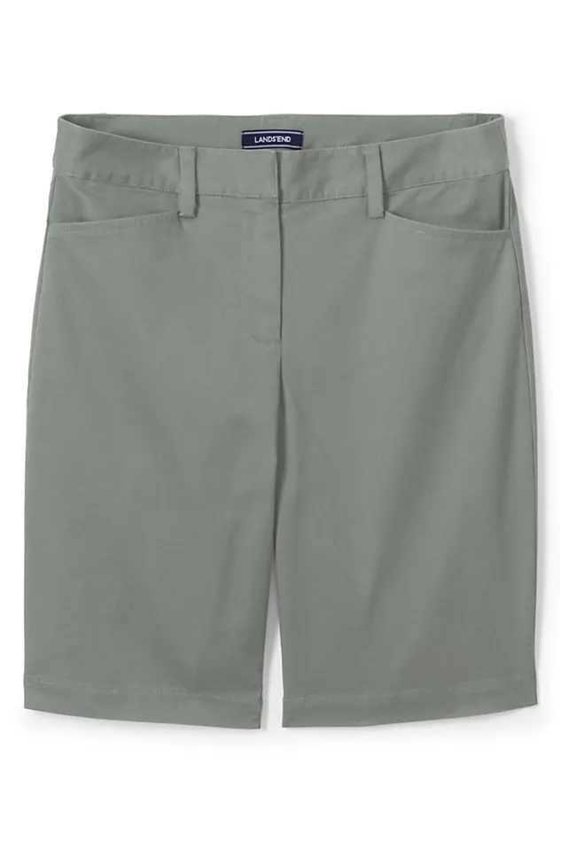 Lands039 End Shorts Women Petite Mid Rise 10034 Chino Bermuda Shorts Washed Military Green Lands039 End Shorts Women Petite Mid Rise 10034 Chino Bermuda Shorts Washed Military Green