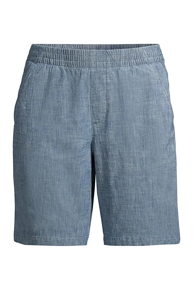 Lands039 End Shorts Women Plus Size Mid Rise Elastic Waist Pull On 10034 Chino Bermuda Shorts Evening Sky Chambray