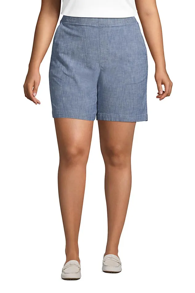 Lands039 End Shorts Women Plus Size Mid Rise Elastic Waist Pull On 7034 Chino Shorts Evening Sky Chambray Lands039 End Shorts Women Plus Size Mid Rise Elastic Waist Pull On 7034 Chino Shorts Evening Sky Chambray