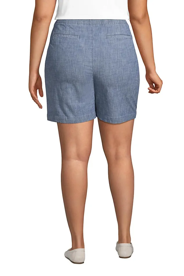Lands039 End Shorts Women Plus Size Mid Rise Elastic Waist Pull On 7034 Chino Shorts Evening Sky Chambray Lands039 End Shorts Women Plus Size Mid Rise Elastic Waist Pull On 7034 Chino Shorts Evening Sky Chambray