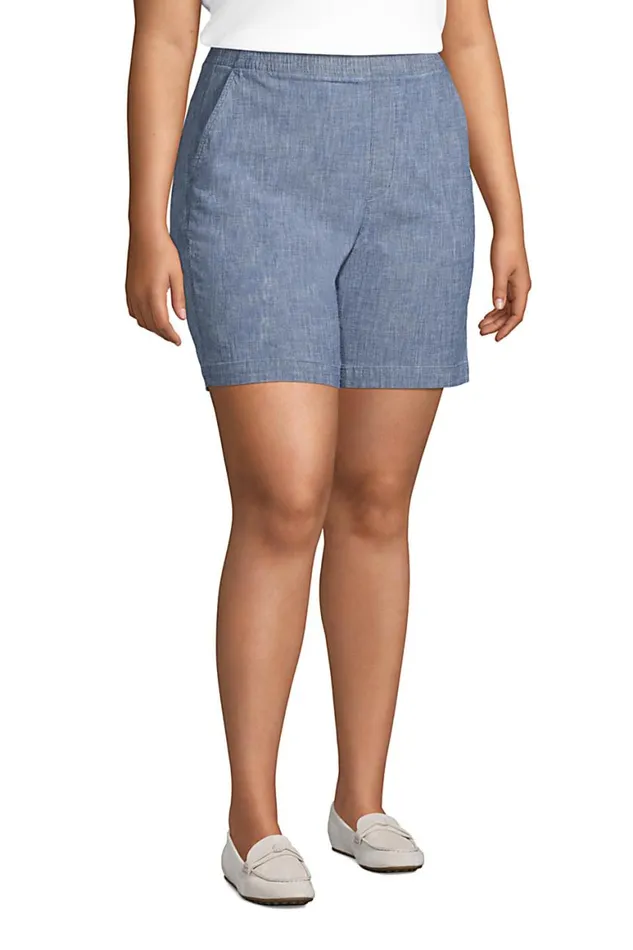 Lands039 End Shorts Women Plus Size Mid Rise Elastic Waist Pull On 7034 Chino Shorts Evening Sky Chambray Lands039 End Shorts Women Plus Size Mid Rise Elastic Waist Pull On 7034 Chino Shorts Evening Sky Chambray