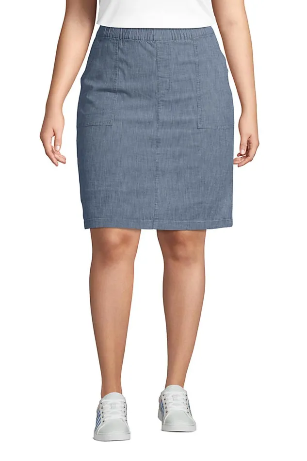Lands039 End Skirts and Skorts Women Plus Size Mid Rise Elastic Waist Pull On Chambray Skort Evening Sky Chambray Lands039 End Skirts and Skorts Women Plus Size Mid Rise Elastic Waist Pull On Chambray Skort Evening Sky Chambray