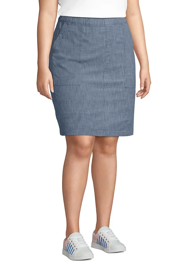 Lands039 End Skirts and Skorts Women Plus Size Mid Rise Elastic Waist Pull On Chambray Skort Evening Sky Chambray Lands039 End Skirts and Skorts Women Plus Size Mid Rise Elastic Waist Pull On Chambray Skort Evening Sky Chambray