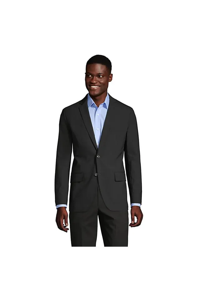 Lands039 End Suits and Separates Men Washable Wool 2 Button Tailored Fit Suit Jacket Black Lands039 End Suits and Separates Men Washable Wool 2 Button Tailored Fit Suit Jacket Black