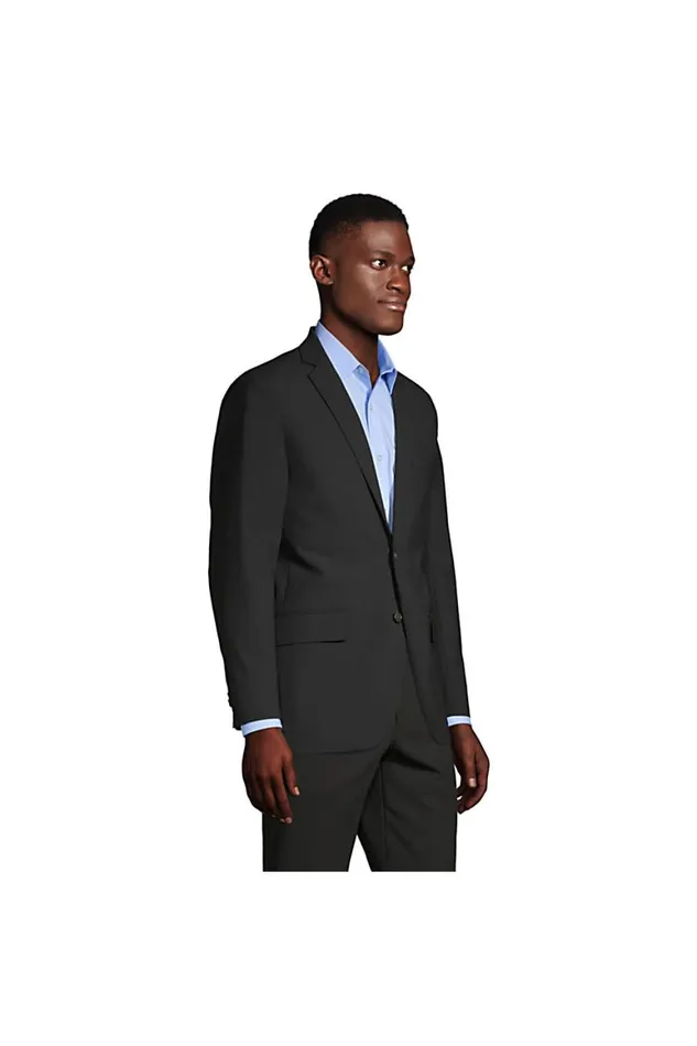 Lands039 End Suits and Separates Men Washable Wool 2 Button Tailored Fit Suit Jacket Black Lands039 End Suits and Separates Men Washable Wool 2 Button Tailored Fit Suit Jacket Black