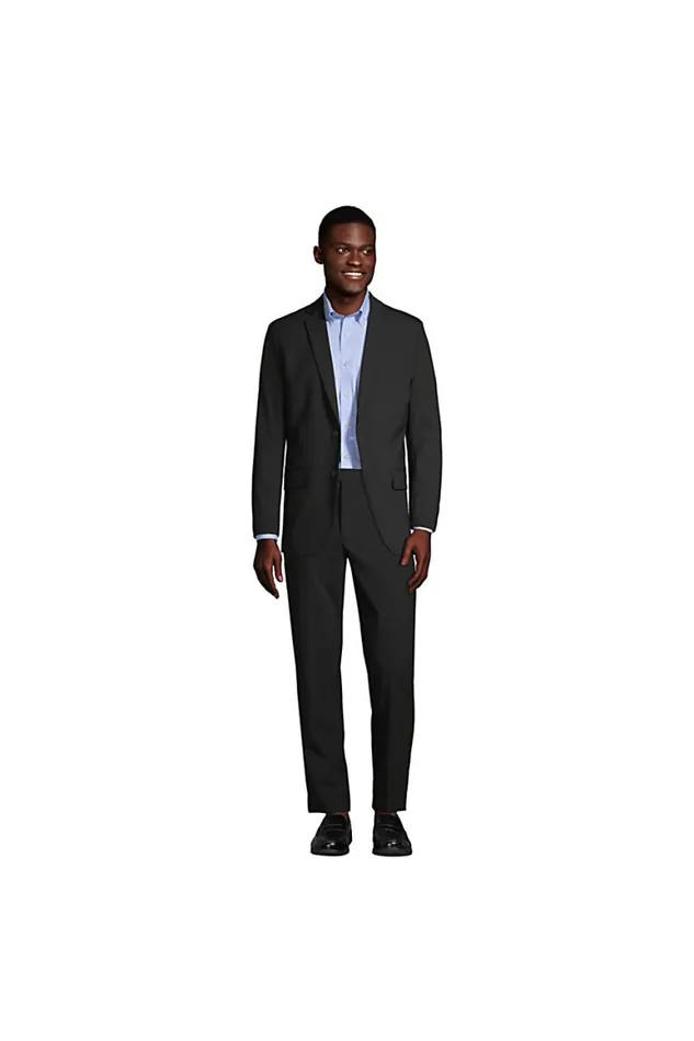 Lands039 End Suits and Separates Men Washable Wool 2 Button Tailored Fit Suit Jacket Black Lands039 End Suits and Separates Men Washable Wool 2 Button Tailored Fit Suit Jacket Black