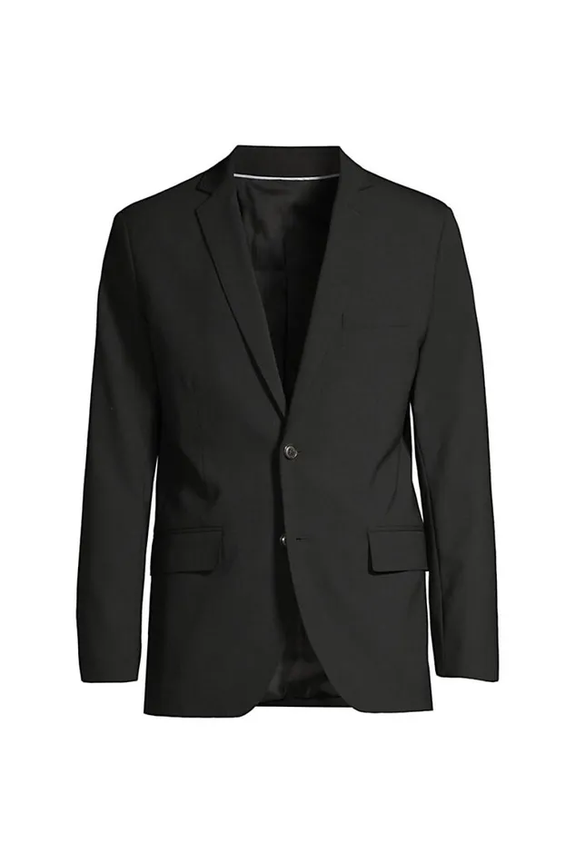 Lands039 End Suits and Separates Men Washable Wool 2 Button Tailored Fit Suit Jacket Black Lands039 End Suits and Separates Men Washable Wool 2 Button Tailored Fit Suit Jacket Black