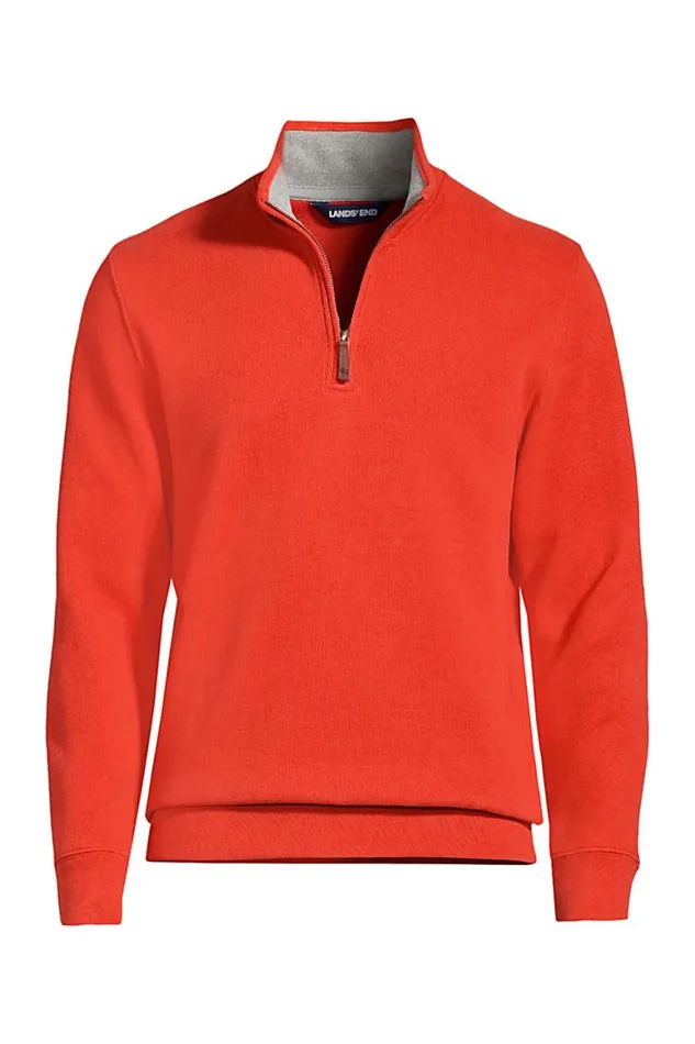 Lands039 End Sweaters Men Bedford Rib Quarter Zip Sweater Orange Clay