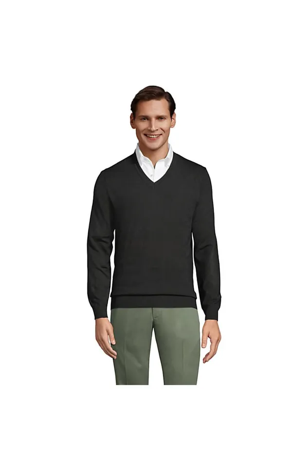 Lands039 End Sweaters Men Big Performance Vneck Sweater Black