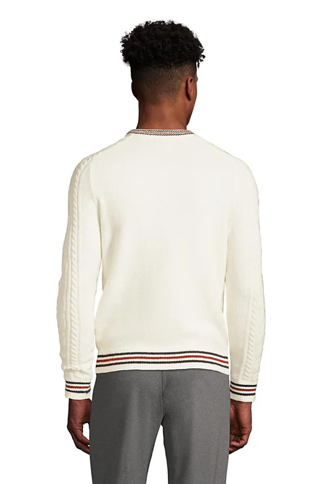 Lands039 End Sweaters Men Lighthouse Cable Crewneck Sweater Ivory Lands039 End Sweaters Men Lighthouse Cable Crewneck Sweater Ivory