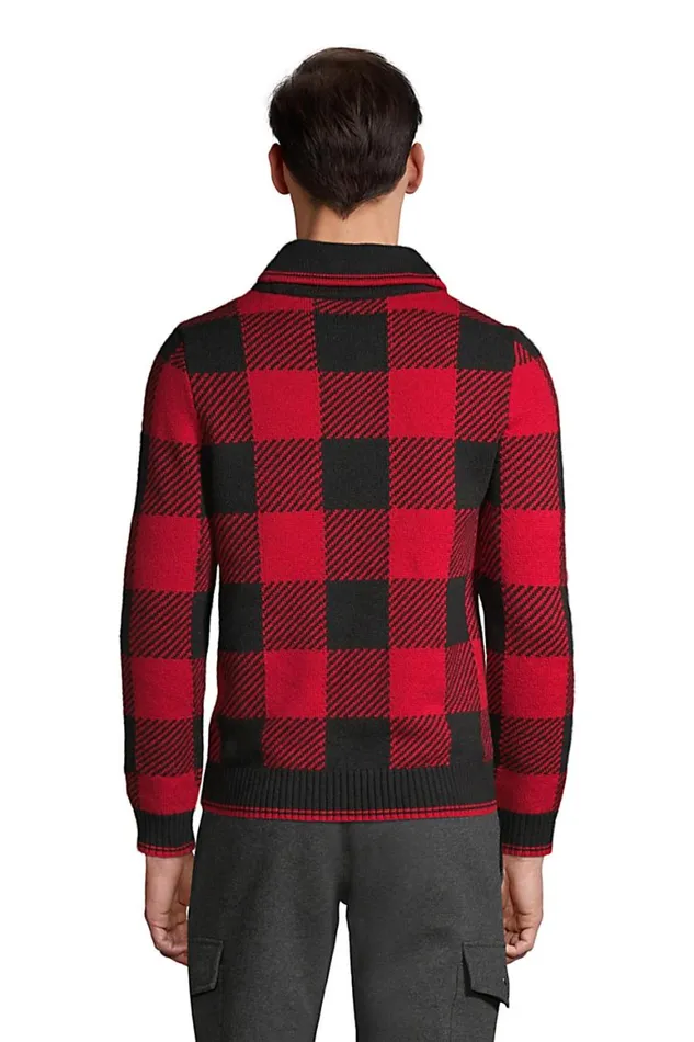 Lands039 End Sweaters Men Lighthouse Plaid Pullover Shawl Sweater Rich Red Buffalo Check Lands039 End Sweaters Men Lighthouse Plaid Pullover Shawl Sweater Rich Red Buffalo Check