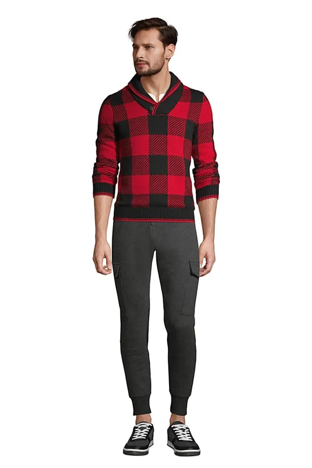 Lands039 End Sweaters Men Lighthouse Plaid Pullover Shawl Sweater Rich Red Buffalo Check Lands039 End Sweaters Men Lighthouse Plaid Pullover Shawl Sweater Rich Red Buffalo Check