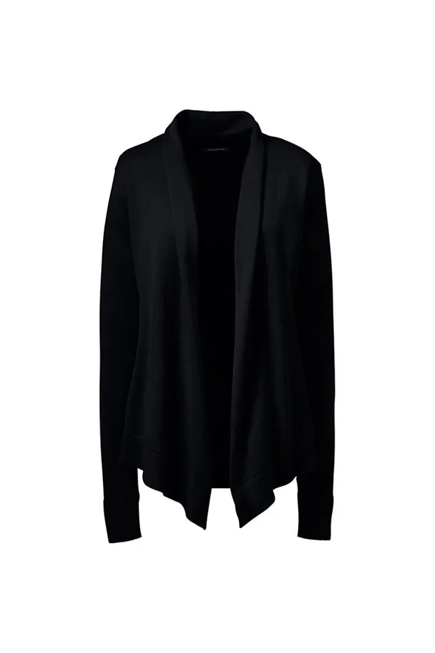 Lands039 End Sweaters Women Cotton Modal Open Drape Cardigan Black Lands039 End Sweaters Women Cotton Modal Open Drape Cardigan Black