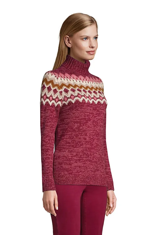 Lands039 End Sweaters Women Petite Cozy Lofty Bobble Turtleneck Sweater 8211 Pattern Spiceberry Marl Fairisle Lands039 End Sweaters Women Petite Cozy Lofty Bobble Turtleneck Sweater 8211 Pattern Spiceberry Marl Fairisle