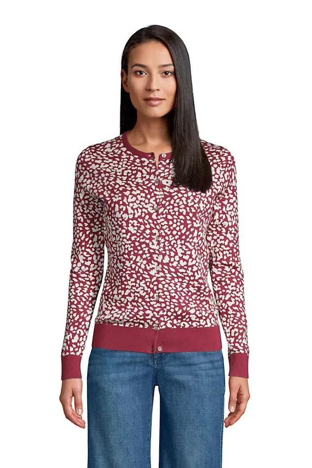 Lands039 End Sweaters Women Supima Cotton Cardigan Sweater 8211 Print Rich Burgundy Leopard Lands039 End Sweaters Women Supima Cotton Cardigan Sweater 8211 Print Rich Burgundy Leopard