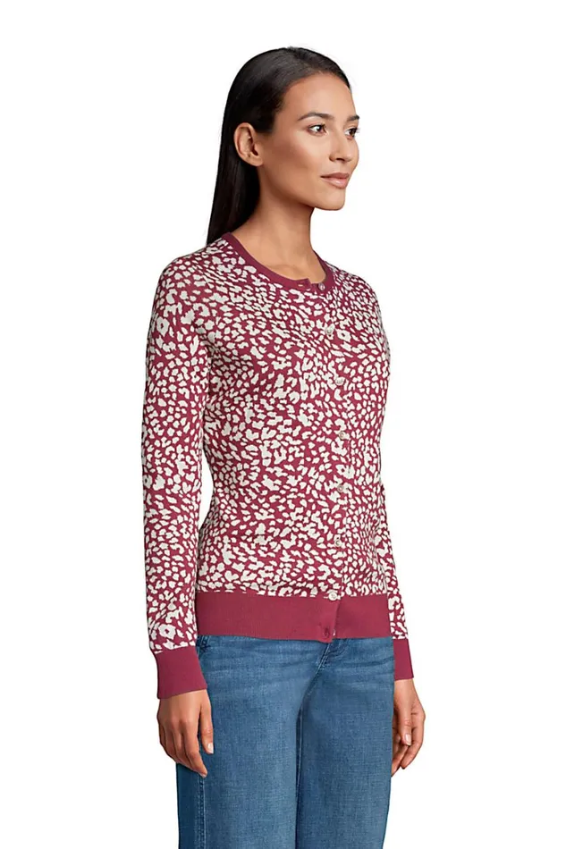 Lands039 End Sweaters Women Supima Cotton Cardigan Sweater 8211 Print Rich Burgundy Leopard Lands039 End Sweaters Women Supima Cotton Cardigan Sweater 8211 Print Rich Burgundy Leopard