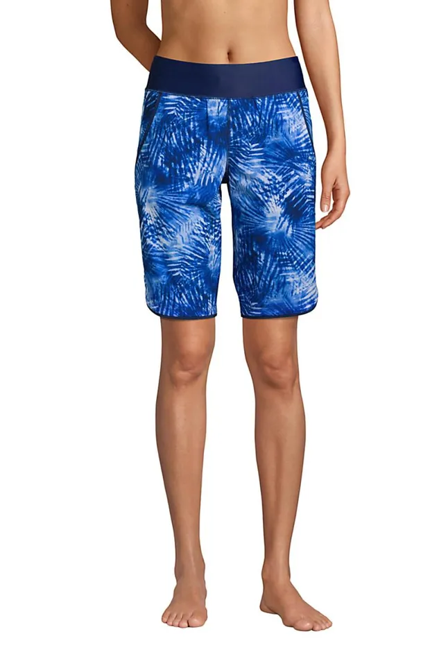 Lands039 End Swimsuits Women 11034 Quick Dry Elastic Waist Modest Board Shorts Swim Coverup Shorts With Panty Print Deep Sea Navy Tie Dye Palm Lands039 End Swimsuits Women 11034 Quick Dry Elastic Waist Modest Board Shorts Swim Coverup Shorts With Panty Print Deep Sea Navy Tie Dye Palm