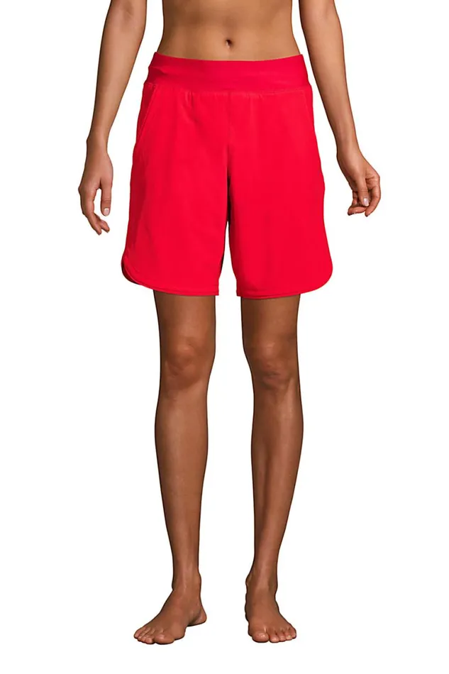Lands039 End Swimsuits Women 9034 Quick Dry Elastic Waist Modest Board Shorts Swim Coverup Shorts With Panty Compass Red Lands039 End Swimsuits Women 9034 Quick Dry Elastic Waist Modest Board Shorts Swim Coverup Shorts With Panty Compass Red