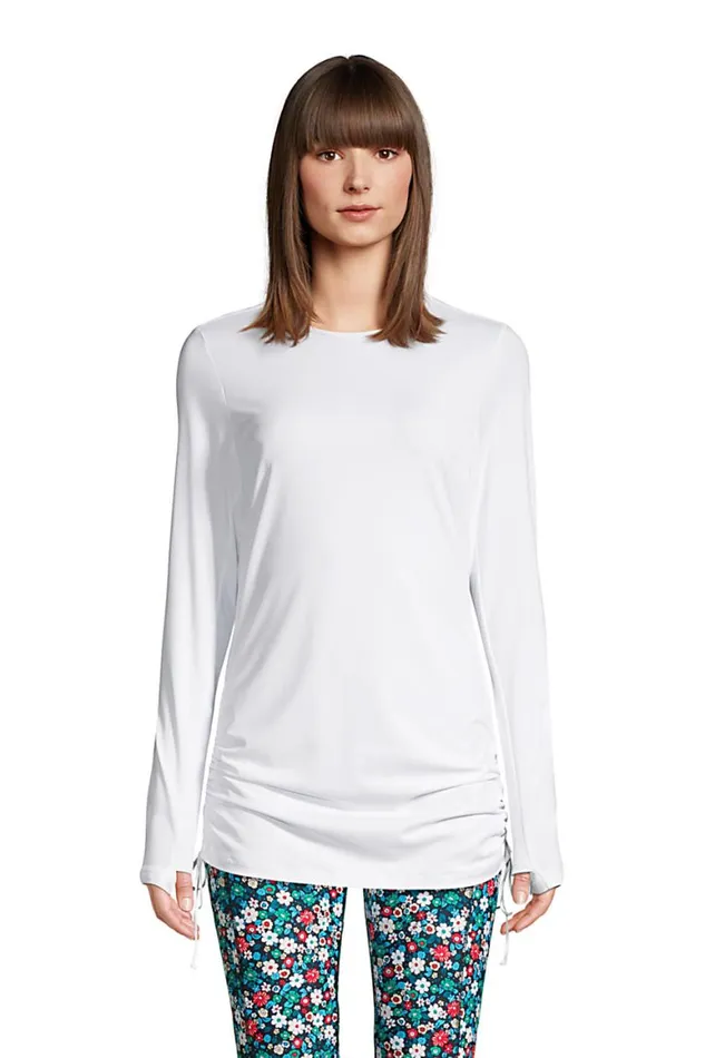 Lands039 End Swimsuits Women Adjustable Long Sleeve Swim Tunic Rash Guard With Upf 50 Sun Protection Modest Swim Tee White Lands039 End Swimsuits Women Adjustable Long Sleeve Swim Tunic Rash Guard With Upf 50 Sun Protection Modest Swim Tee White