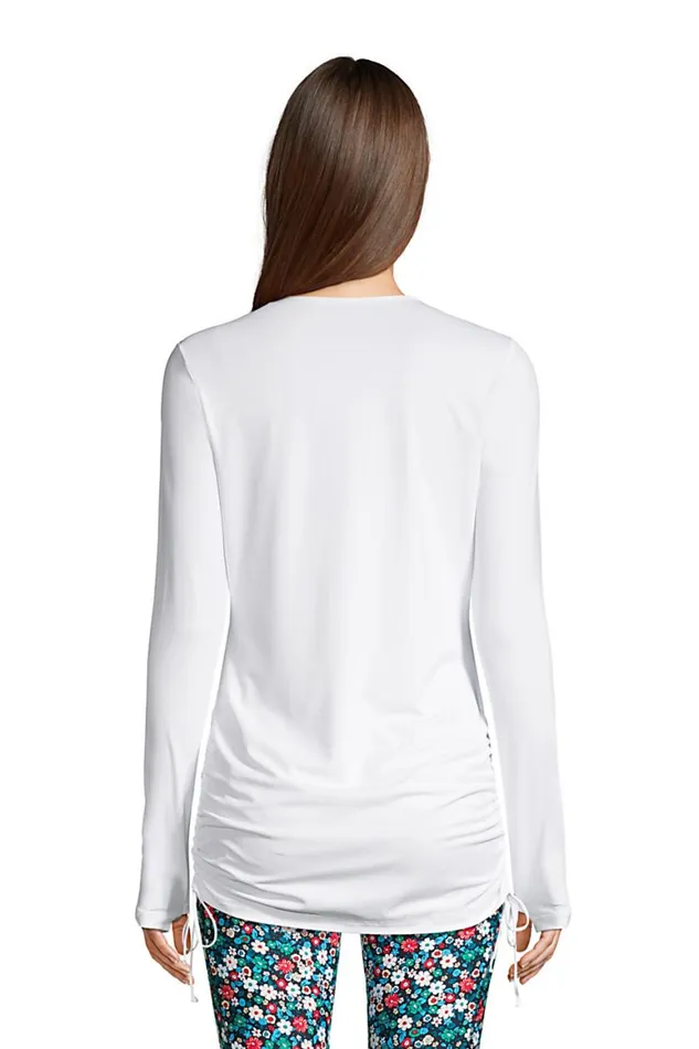 Lands039 End Swimsuits Women Adjustable Long Sleeve Swim Tunic Rash Guard With Upf 50 Sun Protection Modest Swim Tee White Lands039 End Swimsuits Women Adjustable Long Sleeve Swim Tunic Rash Guard With Upf 50 Sun Protection Modest Swim Tee White