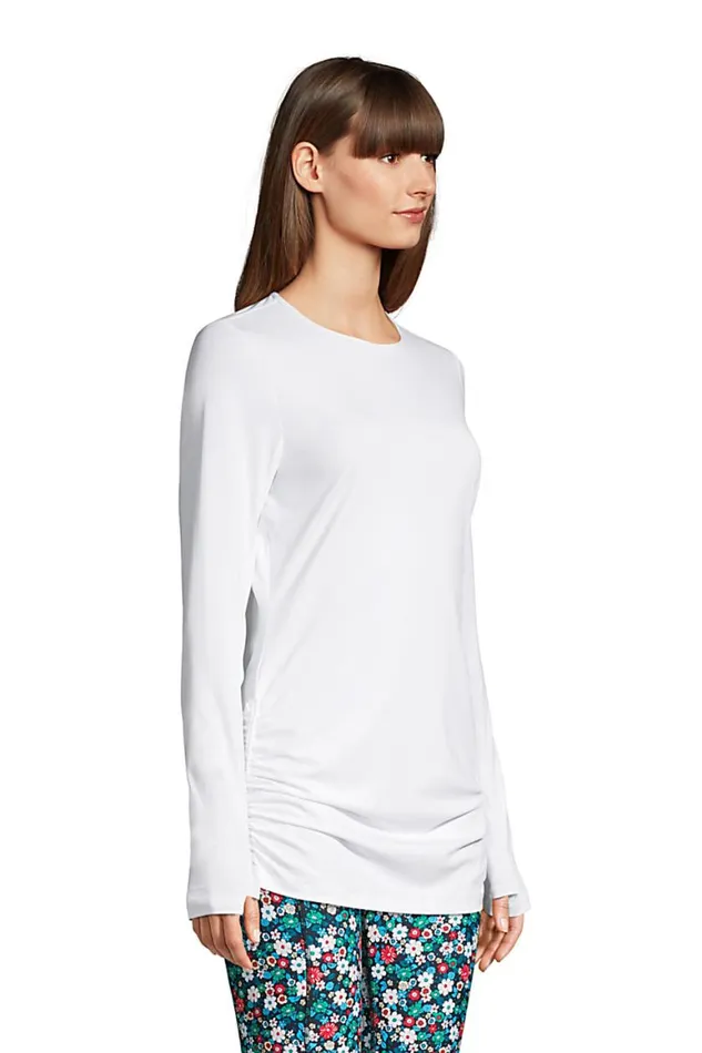 Lands039 End Swimsuits Women Adjustable Long Sleeve Swim Tunic Rash Guard With Upf 50 Sun Protection Modest Swim Tee White Lands039 End Swimsuits Women Adjustable Long Sleeve Swim Tunic Rash Guard With Upf 50 Sun Protection Modest Swim Tee White