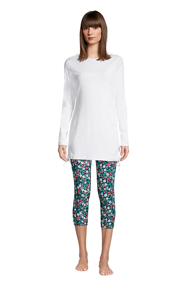 Lands039 End Swimsuits Women Adjustable Long Sleeve Swim Tunic Rash Guard With Upf 50 Sun Protection Modest Swim Tee White Lands039 End Swimsuits Women Adjustable Long Sleeve Swim Tunic Rash Guard With Upf 50 Sun Protection Modest Swim Tee White