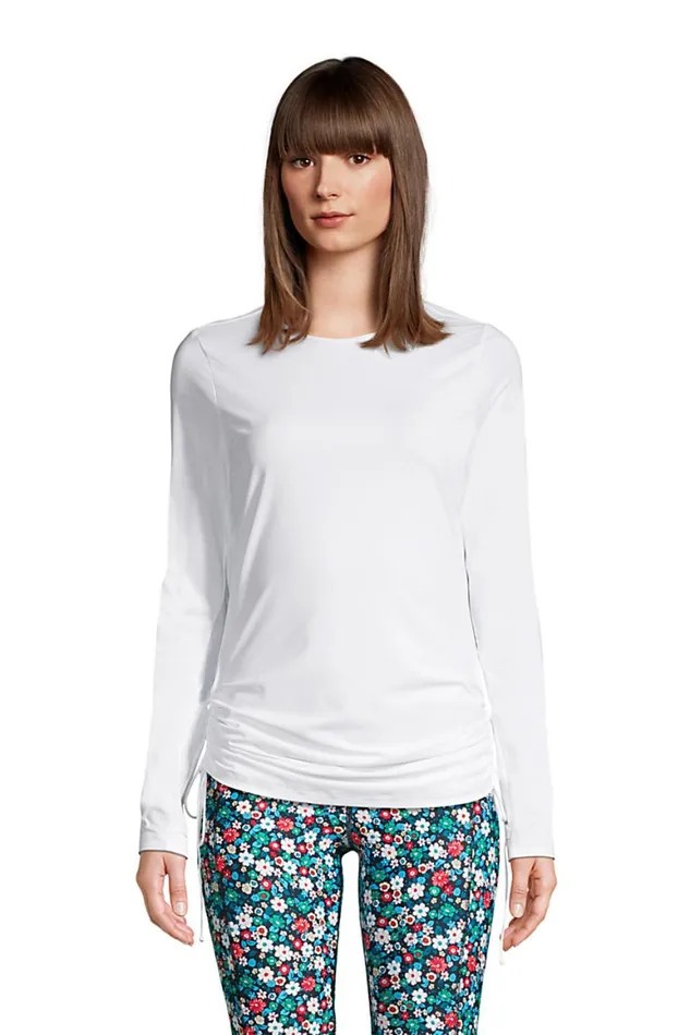 Lands039 End Swimsuits Women Adjustable Long Sleeve Swim Tunic Rash Guard With Upf 50 Sun Protection Modest Swim Tee White Lands039 End Swimsuits Women Adjustable Long Sleeve Swim Tunic Rash Guard With Upf 50 Sun Protection Modest Swim Tee White