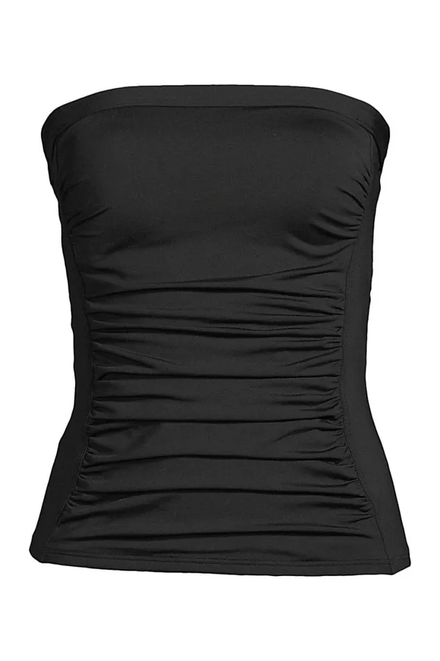 Lands039 End Swimsuits Women Chlorine Resistant Bandeau Tankini Top Swimsuit With Removable Adjustable Straps Black Lands039 End Swimsuits Women Chlorine Resistant Bandeau Tankini Top Swimsuit With Removable Adjustable Straps Black