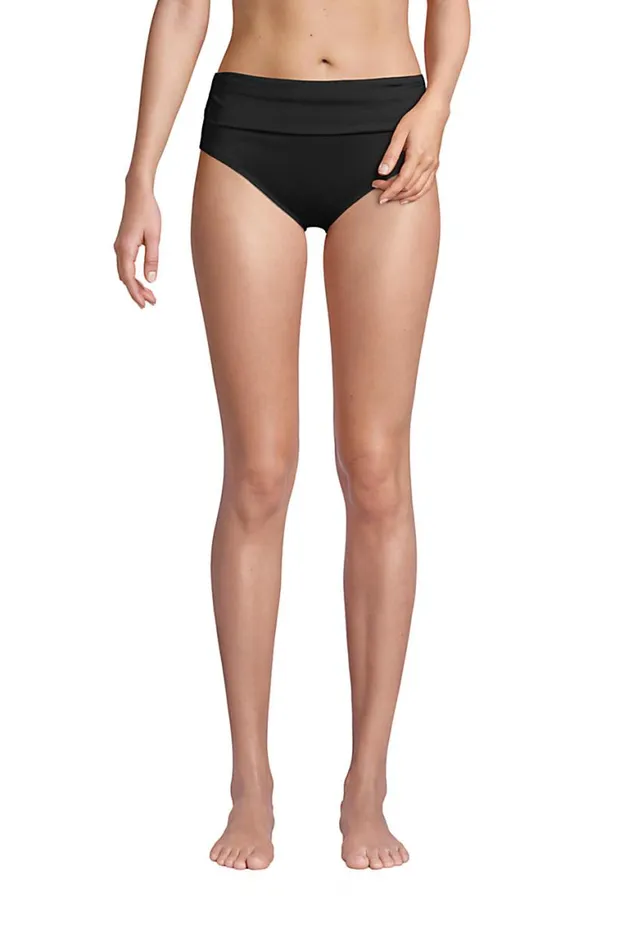 Lands039 End Swimsuits Women Chlorine Resistant Fold Over Mid Waist Bikini Bottoms Black Lands039 End Swimsuits Women Chlorine Resistant Fold Over Mid Waist Bikini Bottoms Black