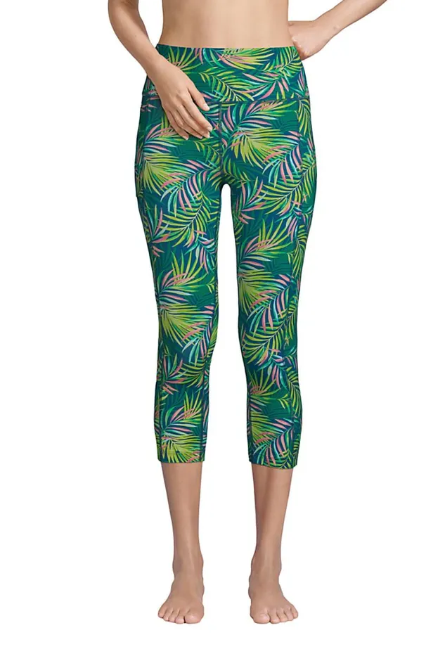 Lands039 End Swimsuits Women Chlorine Resistant High Waisted Modest Swim Leggings With Upf 50 Sun Protection Baltic Teal Multi Palm Lands039 End Swimsuits Women Chlorine Resistant High Waisted Modest Swim Leggings With Upf 50 Sun Protection Baltic Teal Multi Palm
