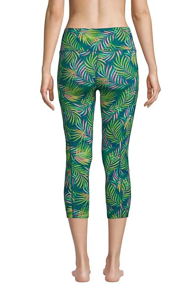 Lands039 End Swimsuits Women Chlorine Resistant High Waisted Modest Swim Leggings With Upf 50 Sun Protection Baltic Teal Multi Palm Lands039 End Swimsuits Women Chlorine Resistant High Waisted Modest Swim Leggings With Upf 50 Sun Protection Baltic Teal Multi Palm