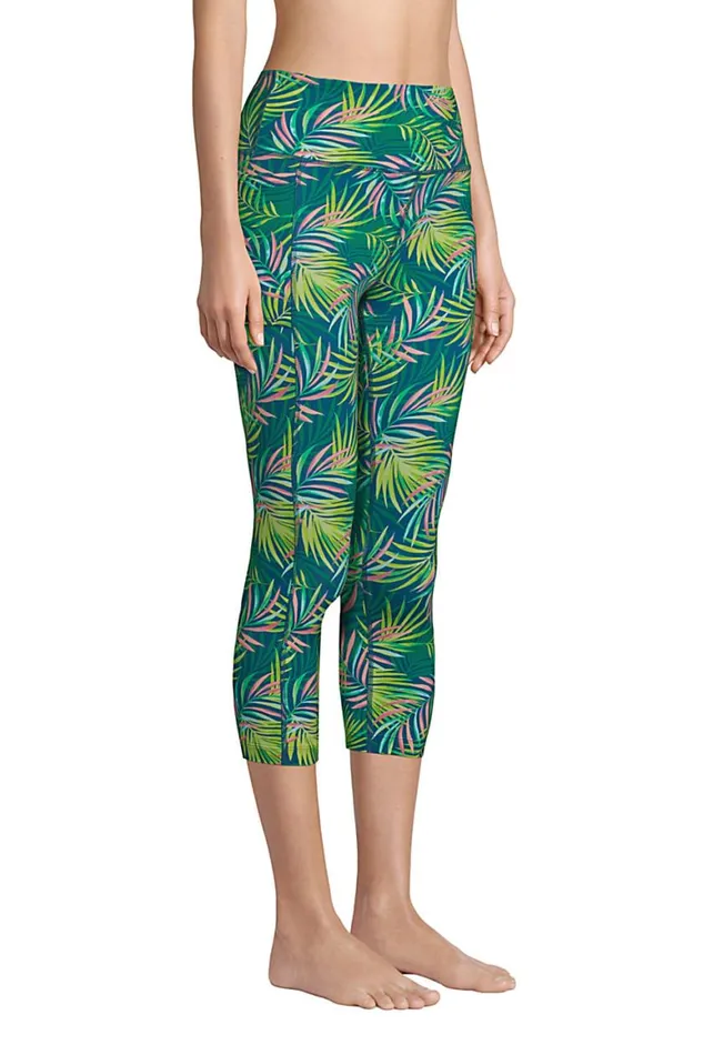Lands039 End Swimsuits Women Chlorine Resistant High Waisted Modest Swim Leggings With Upf 50 Sun Protection Baltic Teal Multi Palm Lands039 End Swimsuits Women Chlorine Resistant High Waisted Modest Swim Leggings With Upf 50 Sun Protection Baltic Teal Multi Palm