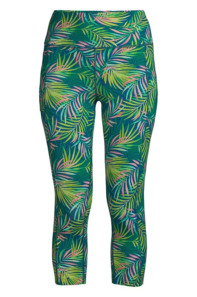 Lands039 End Swimsuits Women Chlorine Resistant High Waisted Modest Swim Leggings With Upf 50 Sun Protection Baltic Teal Multi Palm Lands039 End Swimsuits Women Chlorine Resistant High Waisted Modest Swim Leggings With Upf 50 Sun Protection Baltic Teal Multi Palm