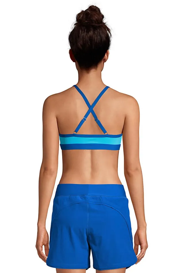 Lands039 End Swimsuits Women Chlorine Resistant Scoopneck Xback Sports Bra Bikini Top Swimsuit Classic Cobalt