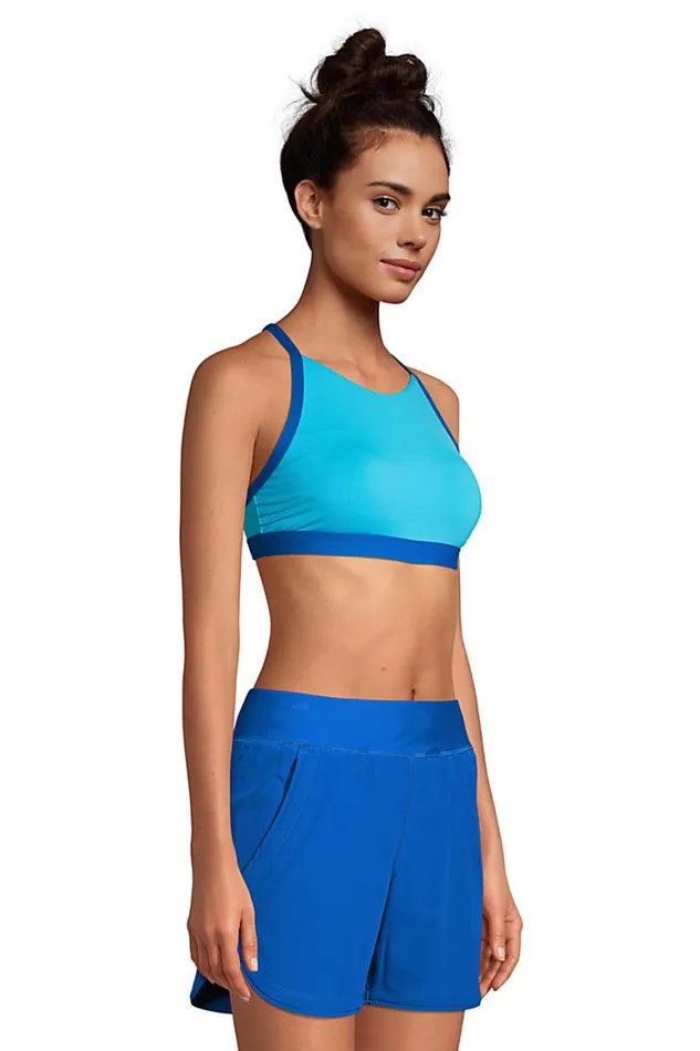 Lands039 End Swimsuits Women Chlorine Resistant Scoopneck Xback Sports Bra Bikini Top Swimsuit Classic Cobalt