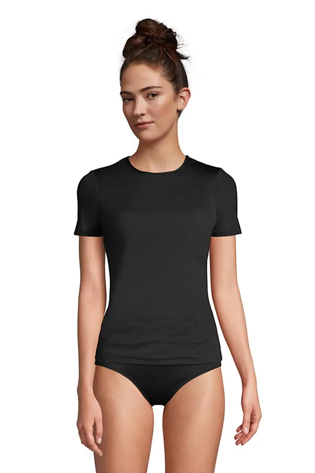 Lands039 End Swimsuits Women Chlorine Resistant Short Sleeve Modest Tankini Top Swimsuit Built In Soft Cup Bra Black Lands039 End Swimsuits Women Chlorine Resistant Short Sleeve Modest Tankini Top Swimsuit Built In Soft Cup Bra Black