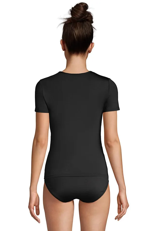 Lands039 End Swimsuits Women Chlorine Resistant Short Sleeve Modest Tankini Top Swimsuit Built In Soft Cup Bra Black Lands039 End Swimsuits Women Chlorine Resistant Short Sleeve Modest Tankini Top Swimsuit Built In Soft Cup Bra Black