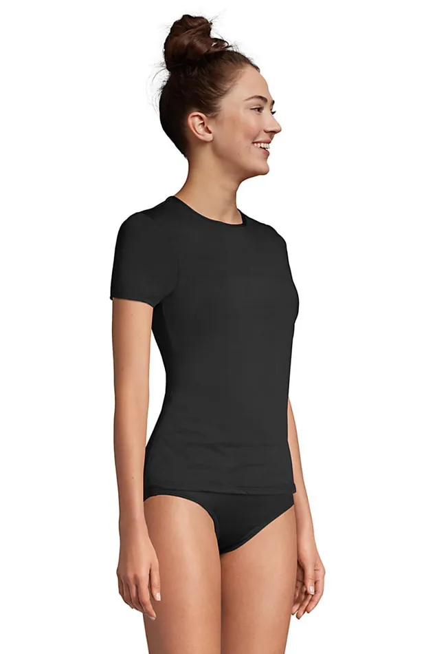 Lands039 End Swimsuits Women Chlorine Resistant Short Sleeve Modest Tankini Top Swimsuit Built In Soft Cup Bra Black Lands039 End Swimsuits Women Chlorine Resistant Short Sleeve Modest Tankini Top Swimsuit Built In Soft Cup Bra Black