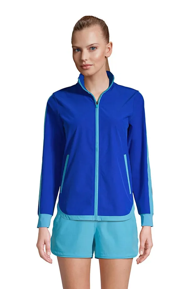 Lands039 End Swimsuits Women Hooded Full Zip Long Sleeve Upf 50 Sun Protection Coverup Jacket With Pockets Electric Blue Lands039 End Swimsuits Women Hooded Full Zip Long Sleeve Upf 50 Sun Protection Coverup Jacket With Pockets Electric Blue