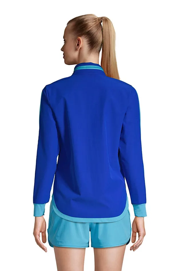Lands039 End Swimsuits Women Hooded Full Zip Long Sleeve Upf 50 Sun Protection Coverup Jacket With Pockets Electric Blue Lands039 End Swimsuits Women Hooded Full Zip Long Sleeve Upf 50 Sun Protection Coverup Jacket With Pockets Electric Blue