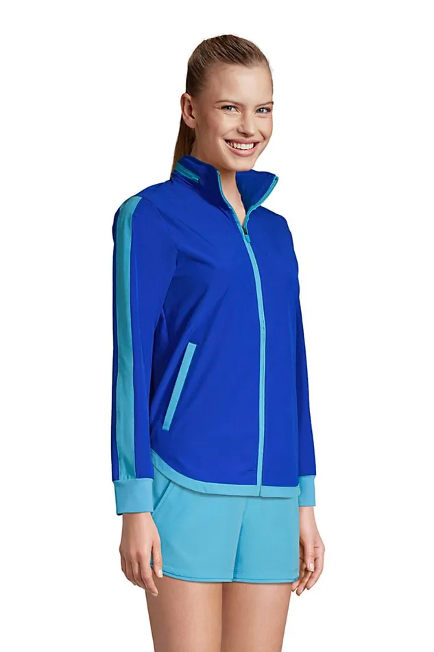 Lands039 End Swimsuits Women Hooded Full Zip Long Sleeve Upf 50 Sun Protection Coverup Jacket With Pockets Electric Blue Lands039 End Swimsuits Women Hooded Full Zip Long Sleeve Upf 50 Sun Protection Coverup Jacket With Pockets Electric Blue